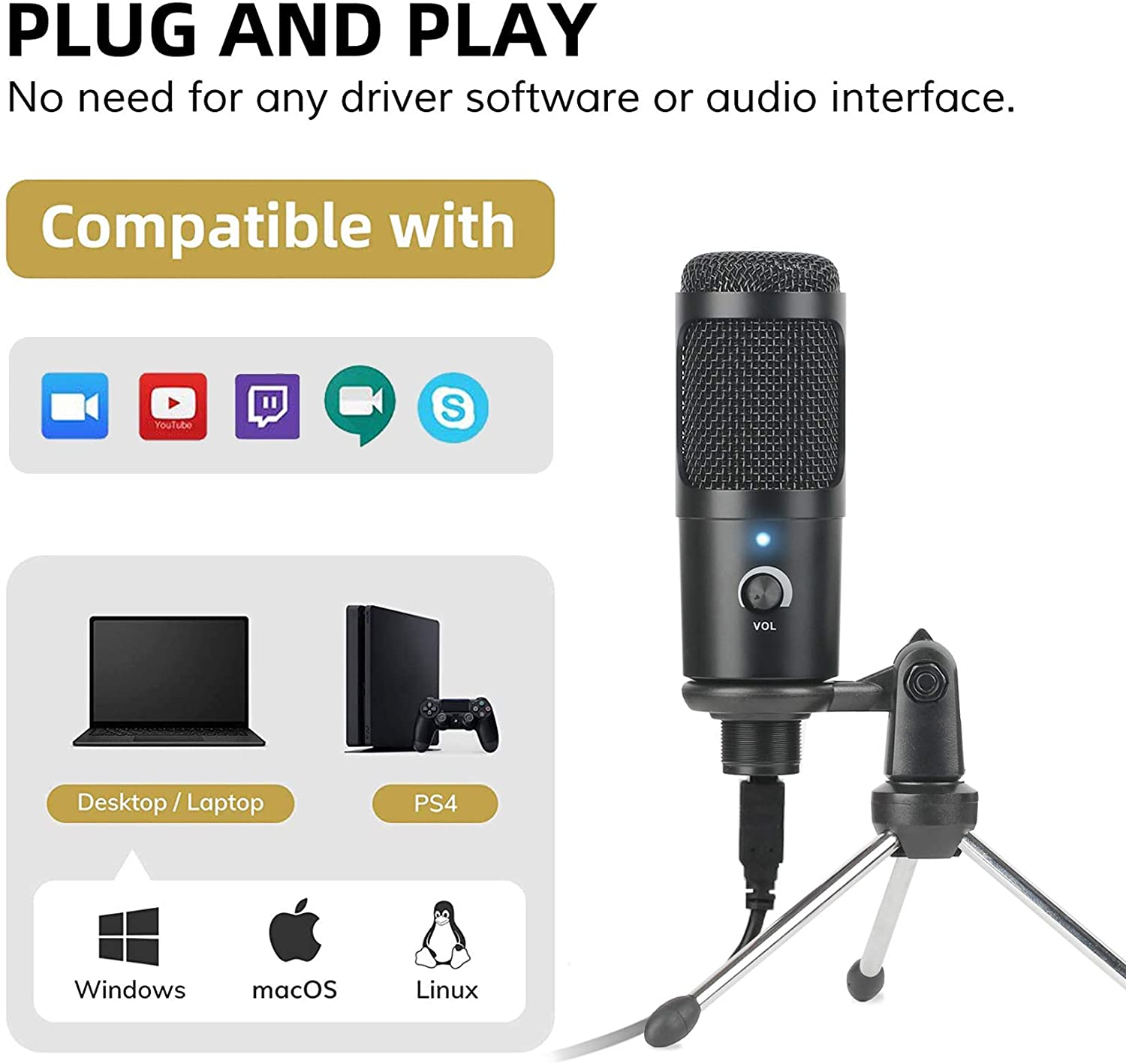 ميكروفون تسجيل بمكثف USB مع حا - مراجعة Pc Gaming Youtube وسعره